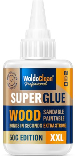 WoldoClean Snabblim for Tra Gel 50g Extra Starkt Vattenfast Klart | slipbart, overmalningsbart, transparent, for modellbygge och reparation