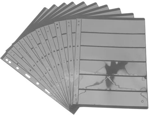 LALADEFIEE Álbum para Sellos 10 Páginas Sueltas de Doble Cara en PVC Transparente, Fondo Negro, Adecuado para Coleccionistas y Almacenamiento de Tarjetas