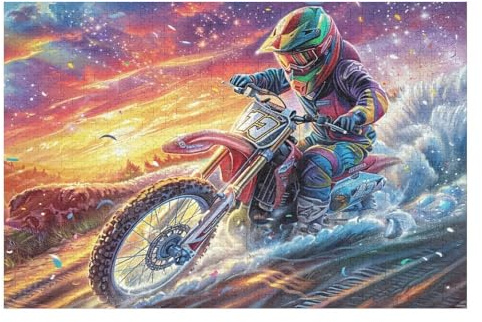 Premium Piloto de Motocross Montaña Moto de Cross Aventura Salvaje Puzzle 1000 Piezas para Adultos Estimulante Divertido Y Cautivador Ideal para Pasatiempos Y Hobbies 1000 PCS（75x50cm）