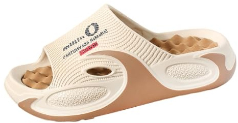 Pantofole estive sportive da uomo, sandali con plantare, 44, suola massaggiante, antiscivolo e leggere, versatili, per doccia, tempo libero, spiaggia e attività all'aperto, beige., 42 EU