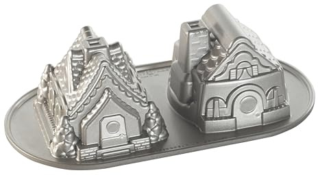 Nordic Ware Gingerbread House Duet Pan, Made In The USA, Silver, 5 Cup Capacity