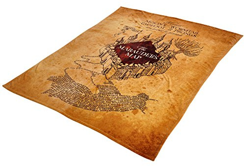 Elbenwald Harry Potter - XXL Flauschdecken 2er Bundle 180 x 220 cm Die Karte des Rumtreibers & Hogwarts Wappen Motive extra weich Mehrfarbig (Karte des Rumtreibers)