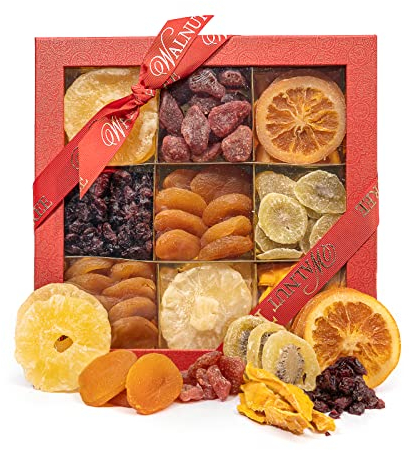 Walnut Tree – Dried Fruit Gift Box with Pineapple, Strawberry, Orange, Cherry, Apricot, Kiwi, Mango – Vegan, Vegetarian, Halal, Kosher, Gluten Free Diets – Luxury Gift Selection – 650g