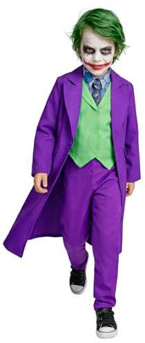 Funidelia Costume Ufficiale di Joker per bambino, Include giacca, gilet con colletto e cravatta e pantaloni, Supereroi, DC Comics - Completo per bambini per feste, Carnevale e Halloween