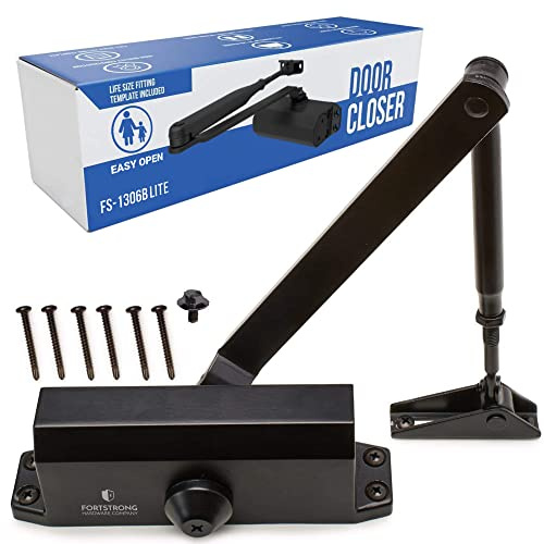 Lightweight Automatic Door Closer - Hydraulic Auto Door Closer No Slam - Grade 3 Slow Close Door Hinge - No Slam - Closing Hinge for Home Use - Easy to Open Arm - Self Closing Internal Doors (Black)