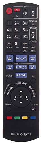 N2QAKB000077 Télécommande de Remplacement - VINABTY N2QAKB000077 Blu - Ray Télécommande pour PANASONIC DMP-BD85EG-K DMP-BD65EG-K DMP-BDT100EG DMP-BDT100 DMP-BD65 DMP-BD85 DMP-BD45 Remote Controller
