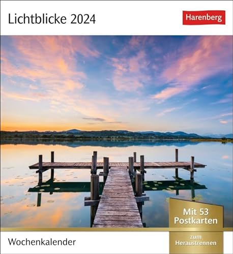 Postkartenkalender Lichtblicke - Kalender 2024 - Harenberg-Verlag - Wochenkalender mit 53 heraustrennbaren Postkarten - 16 cm x 17,5 cm