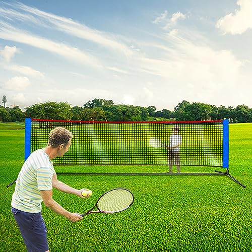 Kapler Tennisnetze, Badminton-Netz, tragbares Tennis-Pickleball-Netz, Polyester-Sportnetz, einfach zu montieren, Strand-Tennisnetz mit Bällen