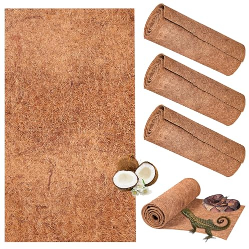 3 Rolls Reptile-Terrarium-Substrate Tortoise Bedding & Reptile Carpet Coconut Fiber - Natural Terrarium Liner Bedding for Bearded Dragon, Leopard Gecko, Iguana, Lizard, Snake, Turtle（50 * 30cm）