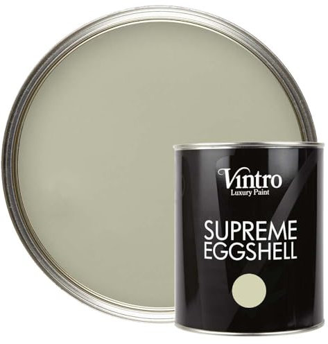 Vintro Paint | Eggshell Paint | for Walls | Wood | Trim | Satin Furniture Paint | Interior & Exterior Use. 1 Litre (Symphony Green - Pale Green)