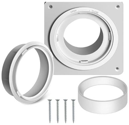 JUJNE Plaque murale de ventilation pour sèche-linge avec (4,8 pieds), kit de raccord de purge Twist-Lock, bride de raccordement de canal de 4 sèche-linge A