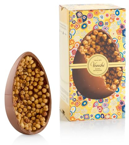 Venchi - Huevo de Chocolate, Sabor Chocolate con Leche, con Avellana Piamonte Enteras, con Sorpresa, Sin Gluten, 1 kg, Colección Pascua, Idea Regalo