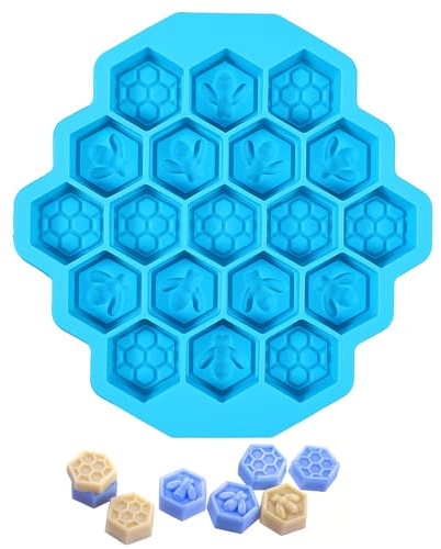 Versatile Honey Comb Silicone Moulds, 19 Cavity Bee Silicone Mould for Baking, Reusable Non-Stick Wax Melt Moulds for Craft
