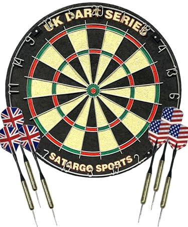 Professional Tournament Dartboard, Competition Quality Sisal Board with 6 Steel Darts
