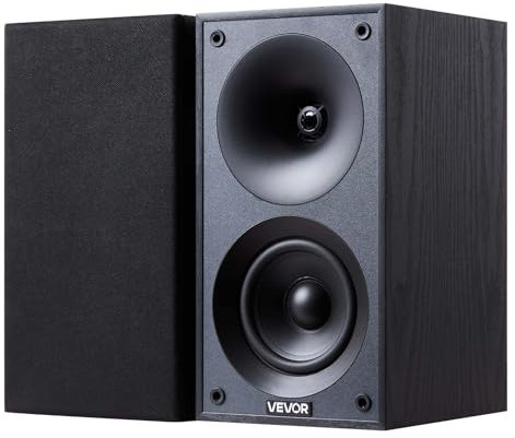 VEVOR Enceintes Bibliothèque Passives, 300 W, Paire Enceinte d'Étagère Stéréo avec Woofer 101,6 mm Tweeter 25,4 mm, Grille Amovible, Réponse en Fréquence 70 Hz-20 kHz, Boîtier Bois, pour Home Cinéma