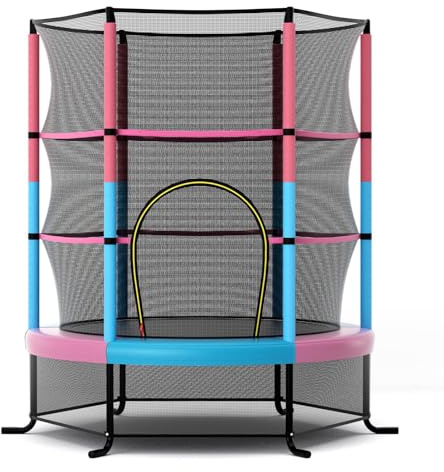 FANTASK Trampolino con rete di sicurezza, trampolino da giardino fino a 135 kg, diametro 165 cm, per interni ed esterni, per bambini dai 3 anni in su