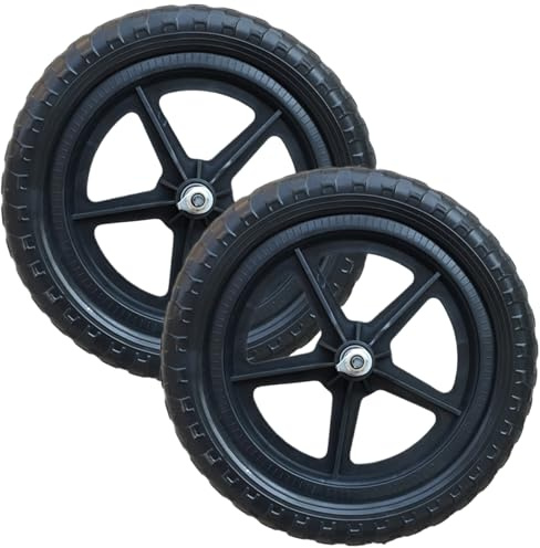 1 par de ruedas de bicicleta de 12 pulgadas de repuesto para niños, bicicleta de equilibrio, reparación ligera, color negro
