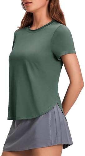 PINSPARK Camiseta Deportiva de Manga Corta para Mujer con protección Solar UPF 50+, Camiseta Deportiva de Secado rápido con protección UV, Shirt Holgada y Transpirable para Yoga