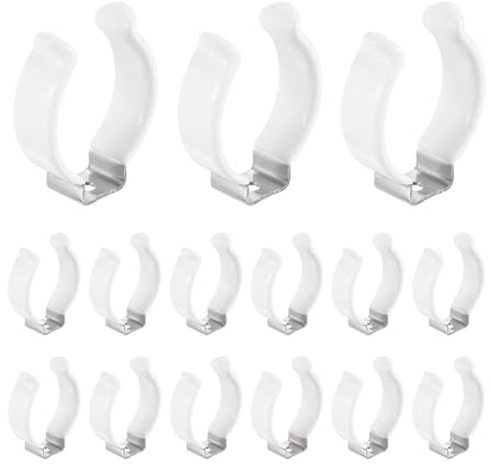 QUARKZMAN 115Pcs Soporte Con Clip En U T12, Clip Para Tubo Fluorescente LED De Acero Inoxidable, Abrazaderas Para Soportar Tubos De Lámparas De 32mm 1 1/4, Para Barra, 47mm H, Blanco