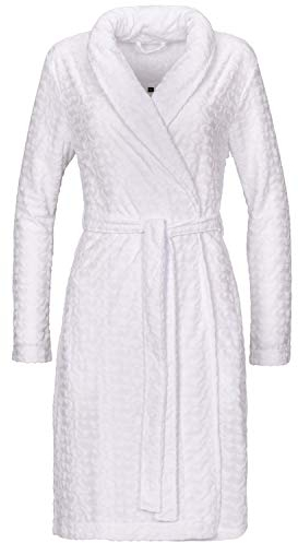 Vossen Damen Velours Schalkragenmantel Luna weiss, XL