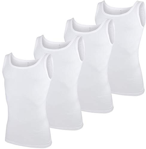 Götzburg Men's Fine Rib Vests, 4 x White, L