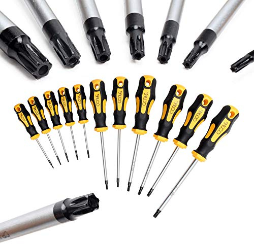 CCLIFE Torx Schraubendreher Set TX magnetisch T6-T40, 11 Stück mit Sternlochbohrung