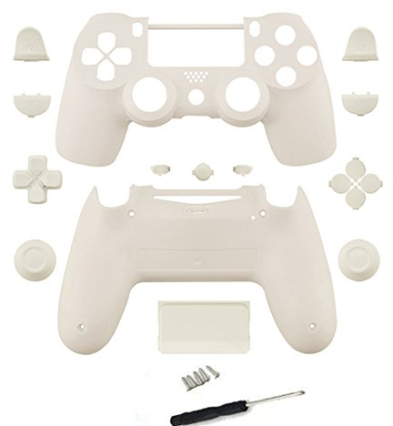 Ersatz-Gehäuse mit Tasten, Mod Kit für PS4 Pro Slim Wireless Controller, Weiß