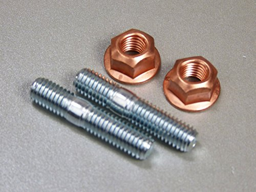 motorsportgoetz 2x M8 Stehbolzen Auspuff am Zylinder 8mm Silber Vollgewinde Rundkopf Rundspitze Legierter Stahl 350 MPa 1.25mm M8x39mm