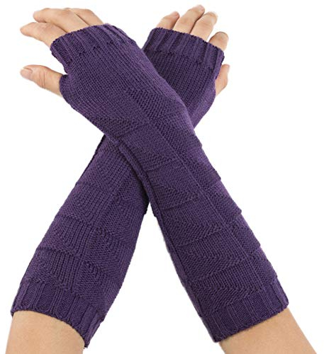 Amorar Armstulpen Winter Fingerlose Handschuhe Damen Gestrickte Armwärmer Stulpen lang Handstulpen Fausthandschuhe Pulswärmer