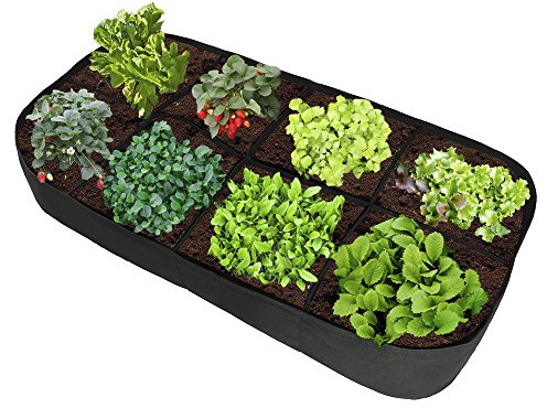 RTWAY Bac de plantation surélevé de 135 gallons en feutre respirant rectangulaire pour plantes, fleurs, légumes - 1,8 m (L) x 0,9 m (l) x 27,9 cm (H) (Noir)