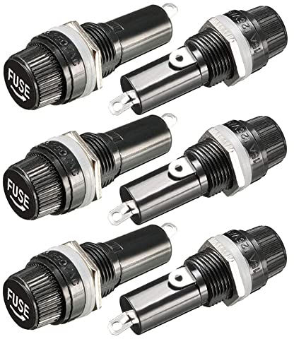 Gebildet Sicherungshalter, 6 x 30 mm, Wechselstrom, 10 A, 250 V, schwarz, Schraubkappe, Montage-Sicherungshalter, 6 Stück