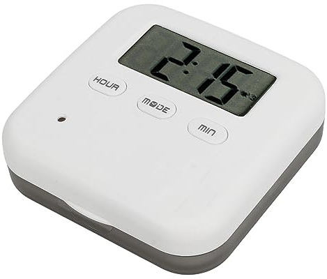 Timer-Funktion, Glocke und Vibrationserinnerung, 4 Fächer, Tragbare Medikamentenbox mit Timer und Erinnerung für die Einnahme von Medikamenten zu Bestimmten Zeiten (Grau)