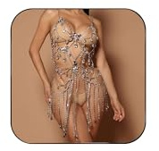 STONEFANS Butterfly Tassel Body Chain Skirt Silver Sexy Rhinestone Bra Chain Dress Adjustable Crystal Body Jewelry Rave for Women And Girls