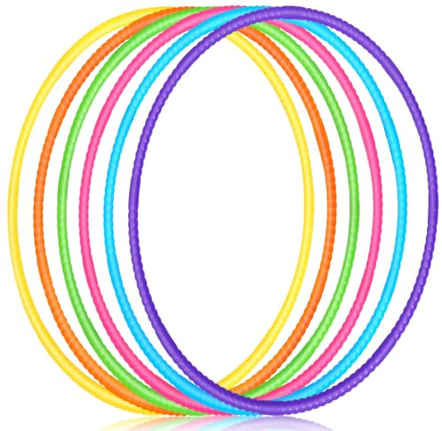 Sratte 6 Pcs Exercise Hoop Detachable Adjustable Plastic Hoops Snap Together Toy Ring Color Playground Toys for Girls and Boys Party Games, Sports, Exercise, Dog Training(32 Inch,Simple Colors)