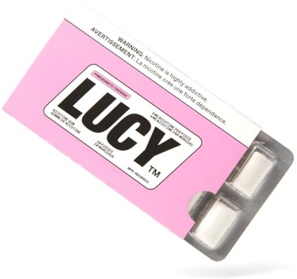 LUCY™ Nicotine Gum 4mg, 100 Count, Pomegranate - Health Canada Natural Health Product NPN 80108821 - NRT Stop Smoking Aid, Reduce Withdrawal Symptoms & Cravings