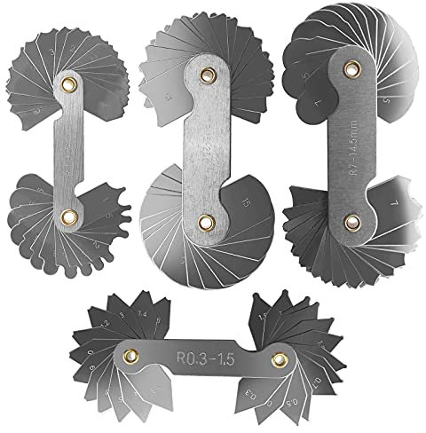 eMagTech Calibro Per Raccordo Per Raggio In Acciaio Inossidabile Da 4 Pezzi R0.3-1.5/ R1-6.5/ R7-14.5/ R15-25 Per Controllo Di Stampi E Utensili
