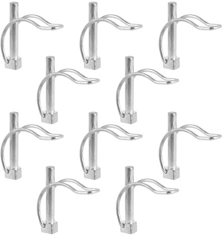 MIGUBIGU 10 Stück Klappsplint D Form, Rohrklappsplinte Klappsplinte 8*50 mm, Rohrklappsplinte mit Rastverschluss, Rohrklappstecker Kohlenstoffstahl Verzinkt