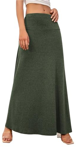 Adigaber Lunga Gonna Donna Vita Alta Elasticizzata in Vita Gonna da Yoga alla Caviglia