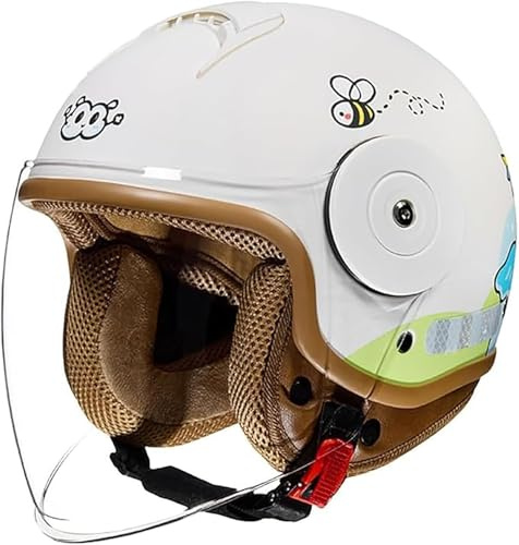 Casque De Moto Pour Enfants, Scooter Et Cyclomoteur, Casque Jet Avec Visière Solaire Mignons Pour Filles Et Garçons, Taille 5-12 Ans W,46-54CM