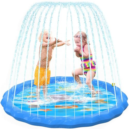 Alfombra Rociadora de Agua para Exterior 170 cm, Juguete Acuático Infantil para Niños 2 3+ Años, Parque Acuático con Conexión para Manguera - Piscina Refrescante Jardín, Mascotas