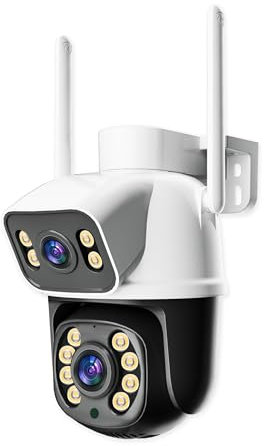Jortan Tech JTZ-9698QJB Telecamera di sicurezza senza fili con doppia lente, zoom ibrido 8X, visione notturna a colori e rilevamento del movimento intelligente per sorveglianza avanzata