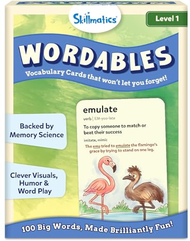 Skillmatics Vocabulary Flash Cards for Kids - Learn 100 Words with Wordplay, Visuals, & Soundplay, Easter Basket Stuffers, Educational Gift for Ages 8, 9, 10 & Up, Screen-Free Language Game