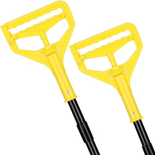 VOUBIEN Commercial Mop Handle Heavy Duty,58 Industrial Mop Stick,Wet Mops Head Replacement Holder for Professional/Industrial Floor Cleaning, 2 Pack,Yellow,