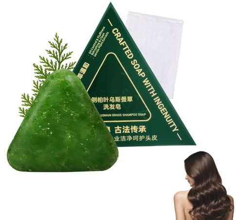 Nature Seven Green Soap Shampoo, Usman Grass Foglie di Cipresso Shampoo Solido, Lenitivo e Rinforzante per Capelli, Promuove La Crescita, per Cura dei Capelli di Donne e Uomini