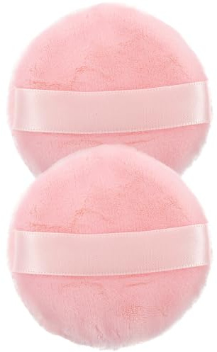 VINTORKY Esponjas Aplicadoras de Maquillaje para Polvo, Algodón Rosa, 2 Piezas, Suaves y Largas para Uso en Casa y Viaje