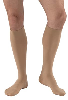 JOBST Relief 20-30 mmHg Compression Socks, Knee High with Silicone Band, Beige, Large