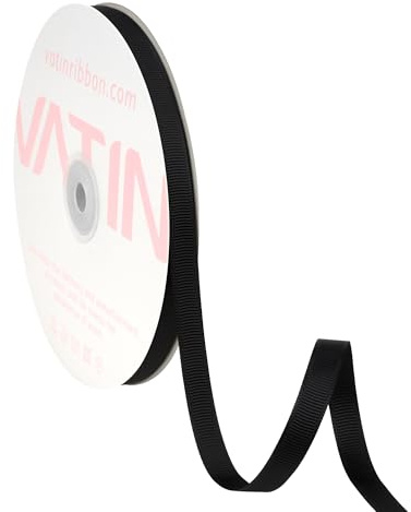 VATIN Solid 10mm X 45 Metres Black Grosgrain Ribbon 23 Metres Each Roll Perfect for Crafts, Wedding Decor, DIY Hair Accessories, Sewing, Gift Package Wrapping and More