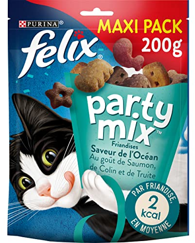FELIX Party Mix | Erwachsene | Katzensnacks | Ozean Lachs, Kolion und Forelle | 5er Pack (5 x 200 g)