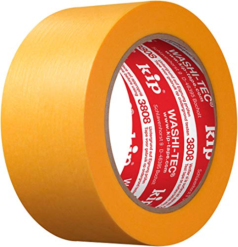 Kip 3808 WASHI-TEC® Goldkrepp® - Professionelles Malerband in premium Qualität 48 mm x 50 m | dünnes Washi Tape zum Abdecken, Malen & Lackieren, Malerklebeband für Malerarbeiten & Renovierungen