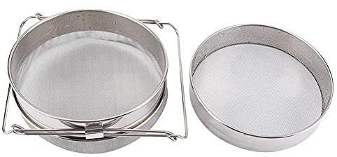 Doppelsieb Honigsieb Honig Strainer, Edelstahl Doppel Bienenzucht Imker Honig Sieb Filter Schmutzfänger Für Farm & Ranch, Bienenhausausrüstung Zubehörteil 23 x 4,2 cm
